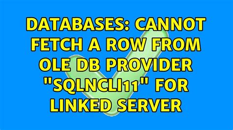 I looked some more and I found EXEC master. . Cannot fetch a row from ole db provider ibmda400 for linked server